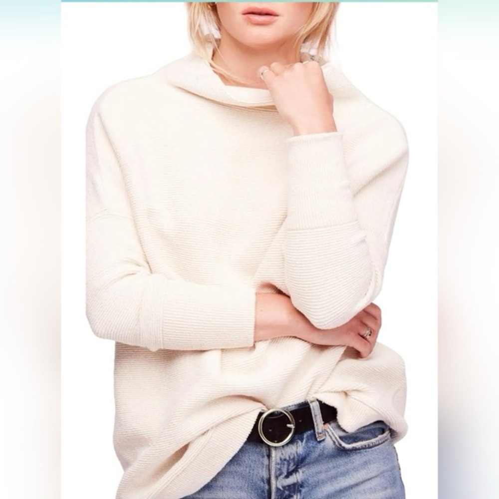 Free People Cream Ottoman Funnel Neck Sweater XS